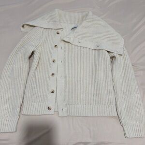 Mango Cream Button-Front Knit Cardigan